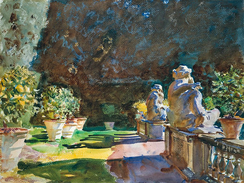 Villa di Marlia, Lucca White Modern Wood Framed Art Print with Double Matting by Sargent, John Singer