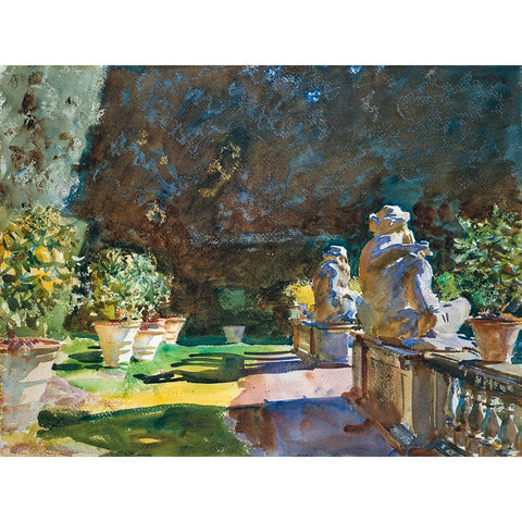 Villa di Marlia, Lucca Black Modern Wood Framed Art Print with Double Matting by Sargent, John Singer