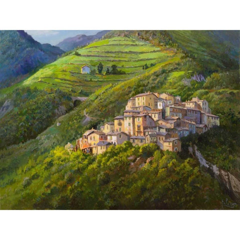 Villaggio sui monti Gold Ornate Wood Framed Art Print with Double Matting by Galasso, Adriano
