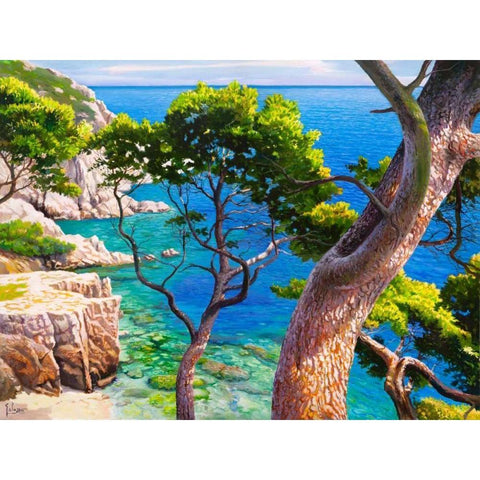 Lavandou White Modern Wood Framed Art Print by Galasso, Adriano