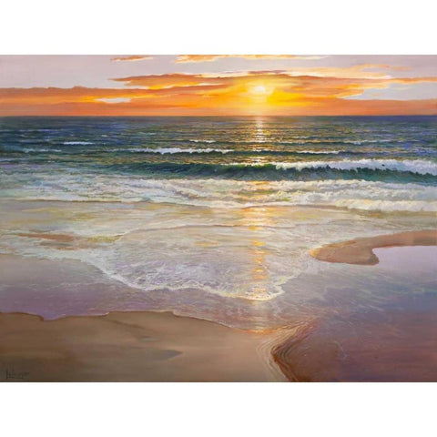Alba sulla battigia White Modern Wood Framed Art Print by Galasso, Adriano