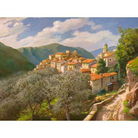 Borgo degli ulivi Black Modern Wood Framed Art Print by Galasso, Adriano