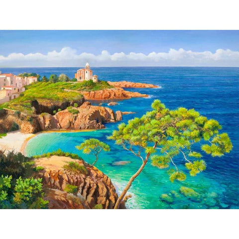 Costa del Mediterraneo Gold Ornate Wood Framed Art Print with Double Matting by Galasso, Adriano