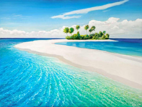 Isola tropicale White Modern Wood Framed Art Print with Double Matting by Galasso, Adriano