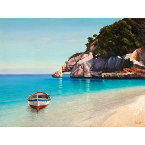 Baia mediterranea Gold Ornate Wood Framed Art Print with Double Matting by Galasso, Adriano