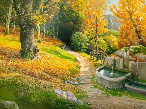 Ristoro sul sentiero White Modern Wood Framed Art Print with Double Matting by Galasso, Adriano