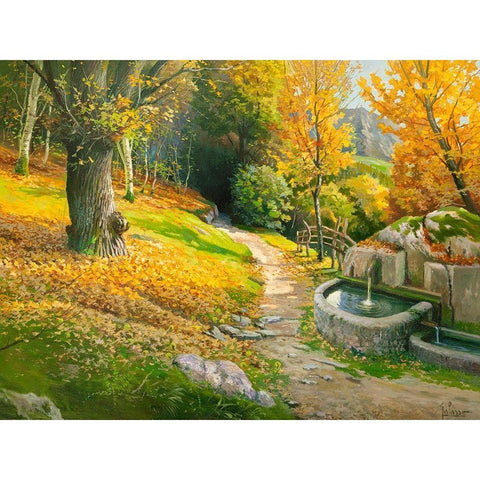 Ristoro sul sentiero White Modern Wood Framed Art Print by Galasso, Adriano