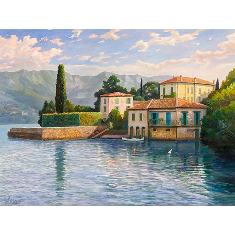 Villa sul lago Black Modern Wood Framed Art Print by Galasso, Adriano