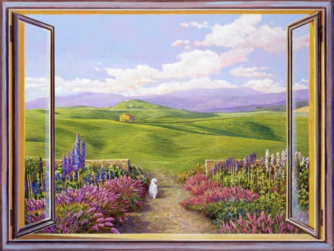 Paesaggio toscano White Modern Wood Framed Art Print with Double Matting by Del Missier, Andrea