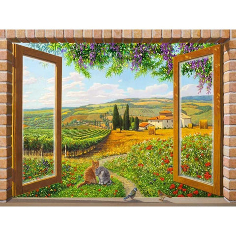 Finestra sulla campagna Black Modern Wood Framed Art Print by Del missier, Andrea