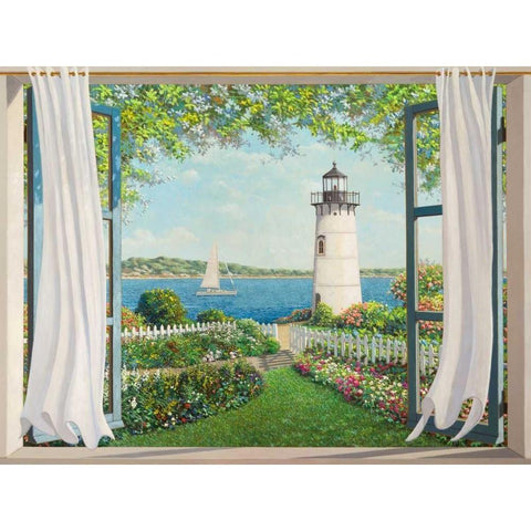 Finestra sul faro Black Modern Wood Framed Art Print by Del Missier, Andrea