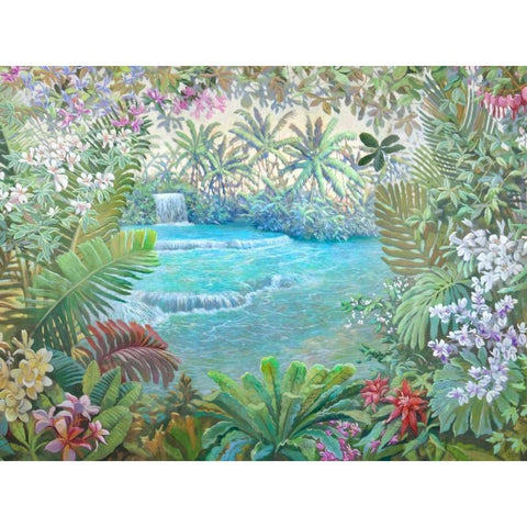 Cascata tropicale (detail) Black Modern Wood Framed Art Print by Krahmer, Frank