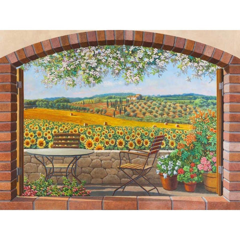 Verso le colline Black Modern Wood Framed Art Print with Double Matting by Krahmer, Frank