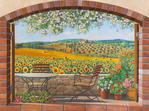 Verso le colline Black Ornate Wood Framed Art Print with Double Matting by Krahmer, Frank