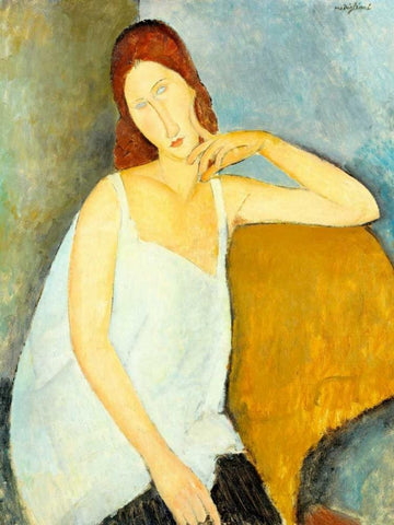 Jeanne HeÂ´buterne Black Ornate Wood Framed Art Print with Double Matting by Modigliani, Amedeo