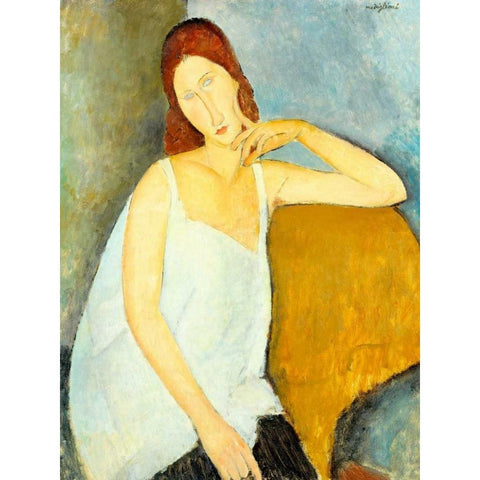 Jeanne HeÂ´buterne Gold Ornate Wood Framed Art Print with Double Matting by Modigliani, Amedeo