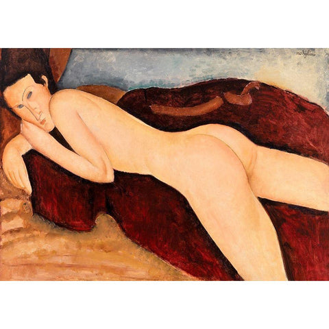 Reclining Nude from the Back White Modern Wood Framed Art Print by Modigliani, Amedeo