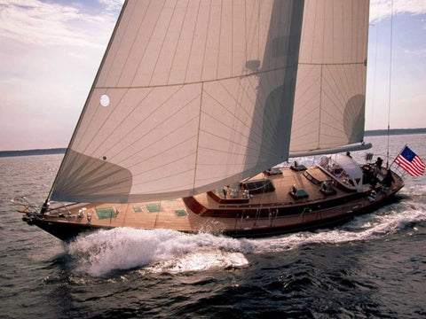 Sailboat Leaning to the Side Black Ornate Wood Framed Art Print with Double Matting by Rabinowitz, Neil