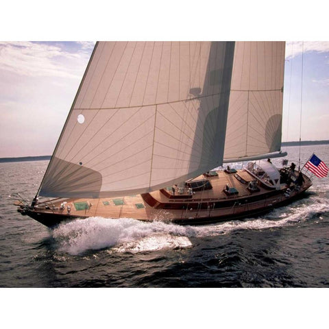 Sailboat Leaning to the Side White Modern Wood Framed Art Print by Rabinowitz, Neil