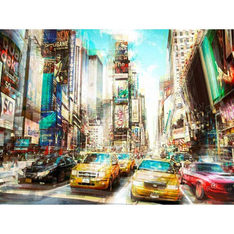 Times Square Multiexposure I  Black Modern Wood Framed Art Print by Berry, Peter