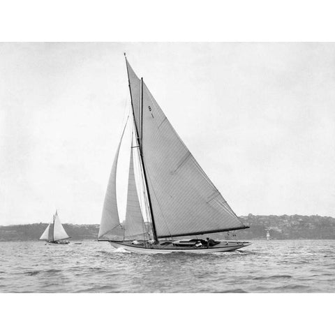 Victorian sloop on Sydney Harbour, 1930 Gold Ornate Wood Framed Art Print with Double Matting by Anonymous