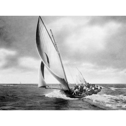 Under sail, Sydney Harbour Black Modern Wood Framed Art Print with Double Matting by Anonymous