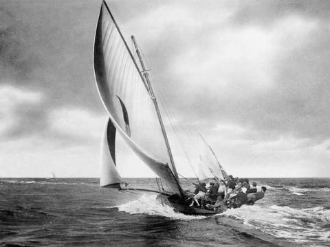 Under sail, Sydney Harbour White Modern Wood Framed Art Print with Double Matting by Anonymous