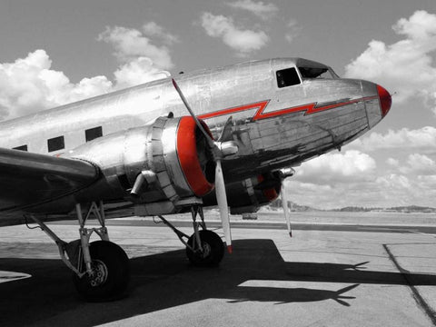DC-3 White Modern Wood Framed Art Print with Double Matting by Gasoline Images