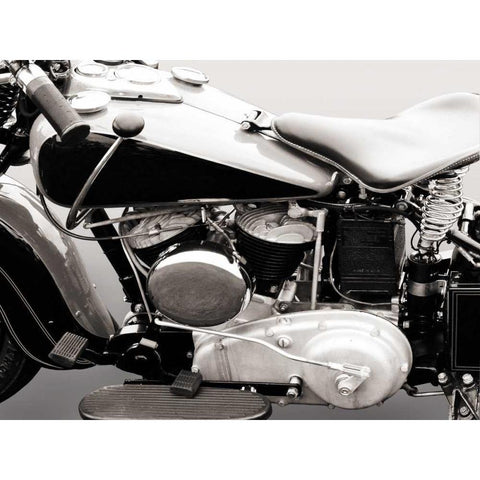 Vintage American V-Twin engine (detail) White Modern Wood Framed Art Print by Gasoline Images