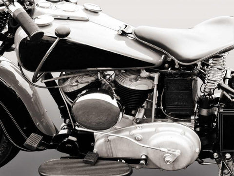 Vintage American V-Twin engine (detail) White Modern Wood Framed Art Print with Double Matting by Gasoline Images