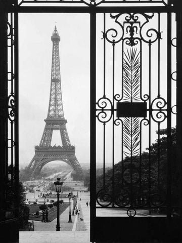 Eiffel Tower from the Trocadero Palace, Paris White Modern Wood Framed Art Print with Double Matting by Anonymous