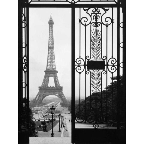 Eiffel Tower from the Trocadero Palace, Paris Gold Ornate Wood Framed Art Print with Double Matting by Anonymous