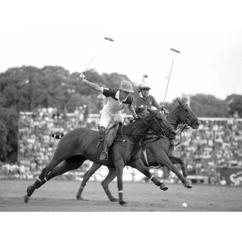 Polo players, Argentina Black Modern Wood Framed Art Print with Double Matting by Anonymous