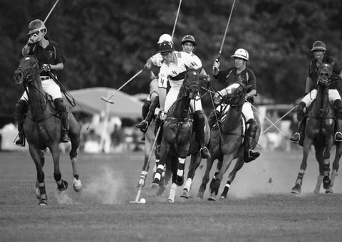 Polo players, New York White Modern Wood Framed Art Print with Double Matting by Anonymous