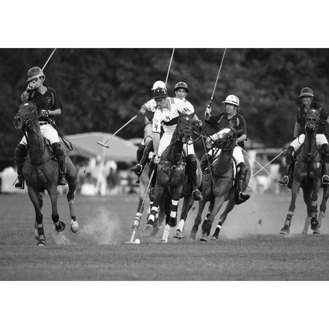 Polo players, New York White Modern Wood Framed Art Print by Anonymous