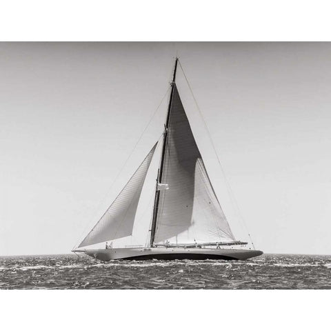 Classic racing sailboat White Modern Wood Framed Art Print by Anonymous