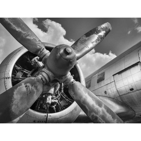 Vintage aircraft propeller White Modern Wood Framed Art Print by Anonymous