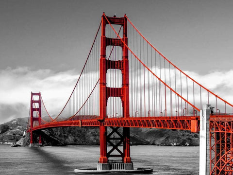 Golden Gate Bridge, San Francisco Black Ornate Wood Framed Art Print with Double Matting by Pangea Images