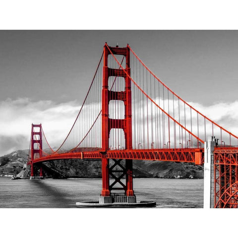 Golden Gate Bridge, San Francisco Black Modern Wood Framed Art Print by Pangea Images