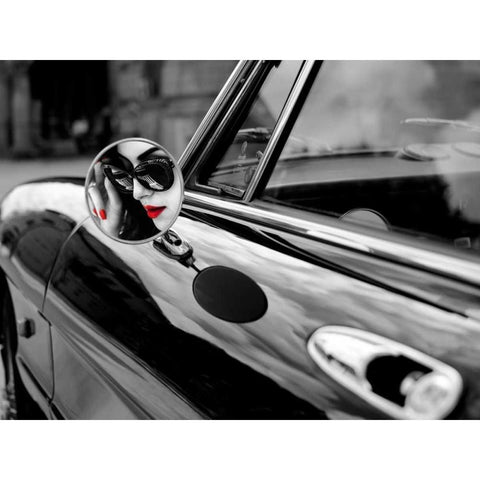 Spyder Girl Black Modern Wood Framed Art Print by Julian Lauren