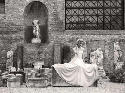 Thermae Diocletiani- Rome White Modern Wood Framed Art Print with Double Matting by Haute Photo Collection