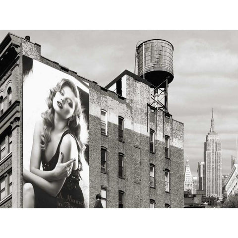 Billboards in Manhattan #1 Black Modern Wood Framed Art Print with Double Matting by Lauren, Julian