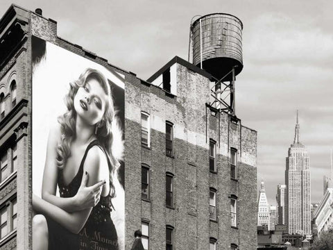 Billboards in Manhattan #1 Black Ornate Wood Framed Art Print with Double Matting by Lauren, Julian