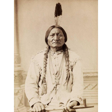 Sitting Bull- Lakota- 1885 Black Modern Wood Framed Art Print with Double Matting by Anonymous