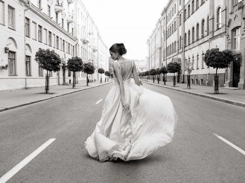 Walking Down a Road White Modern Wood Framed Art Print with Double Matting by Haute Photo Collection