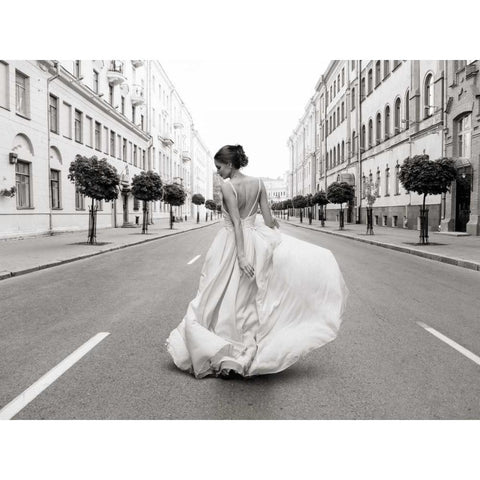 Walking Down a Road Black Modern Wood Framed Art Print with Double Matting by Haute Photo Collection