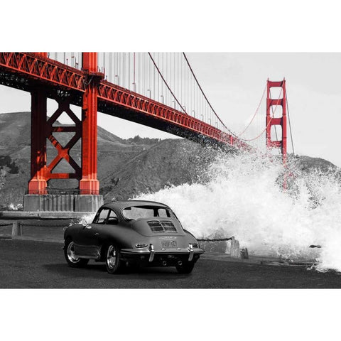 Under the Golden Gate Bridge- San Francisco Black Modern Wood Framed Art Print with Double Matting by Gasoline Images