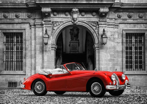 Luxury Car in front of Classic Palace White Modern Wood Framed Art Print with Double Matting by Gasoline Images