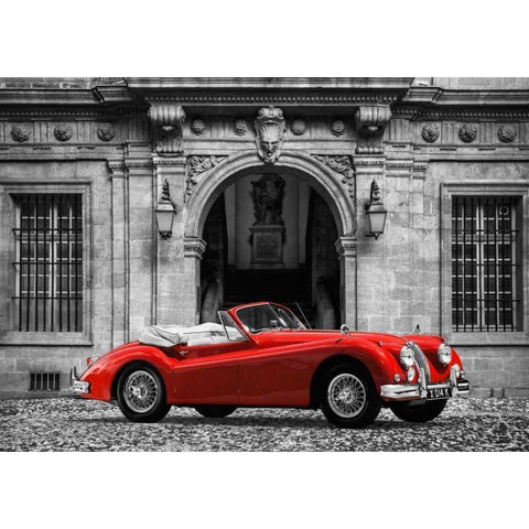 Luxury Car in front of Classic Palace Black Modern Wood Framed Art Print with Double Matting by Gasoline Images