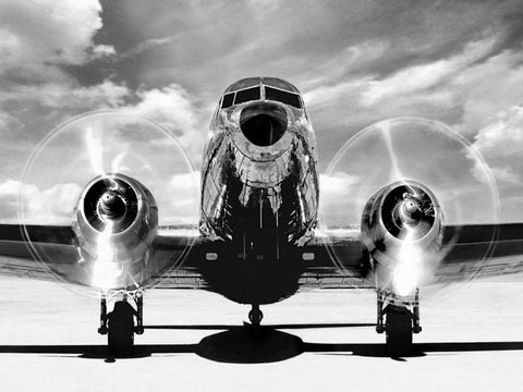 Airplaine taking off White Modern Wood Framed Art Print with Double Matting by Gasoline Images